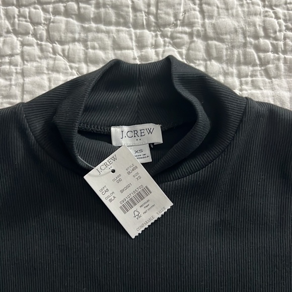 NWT J. Crew Ribbed Knitted Mock Top Black - Picture 5 of 6